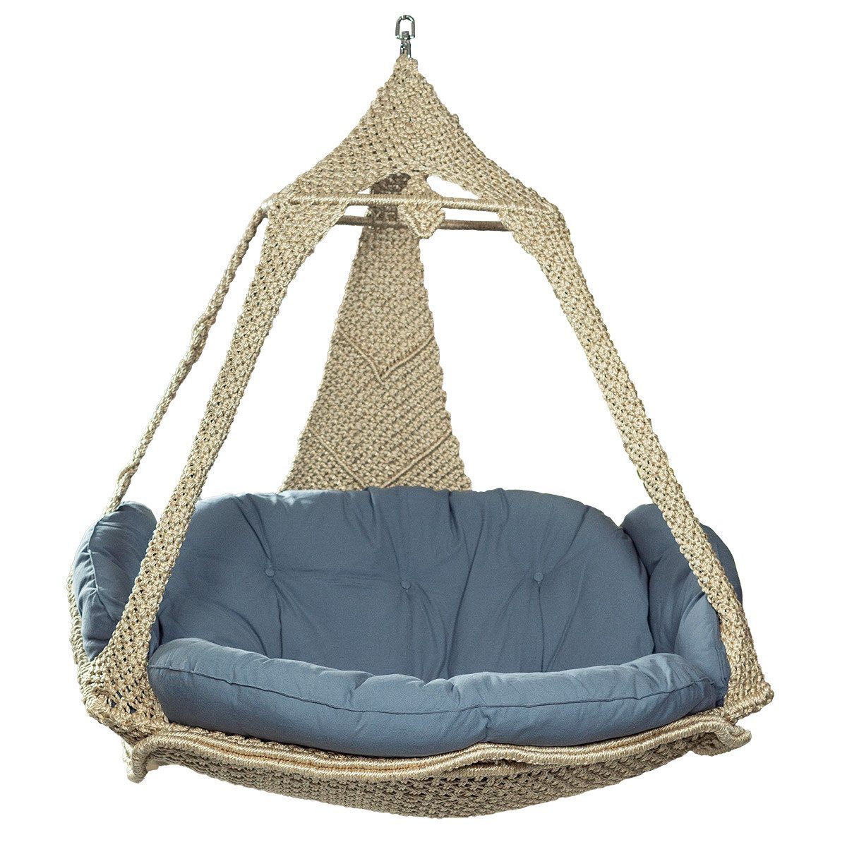 Lola Hängematten Hollywoodschaukel Lola Hängesofa Nido Royal champagne wetterfest mit Kissen anthracite