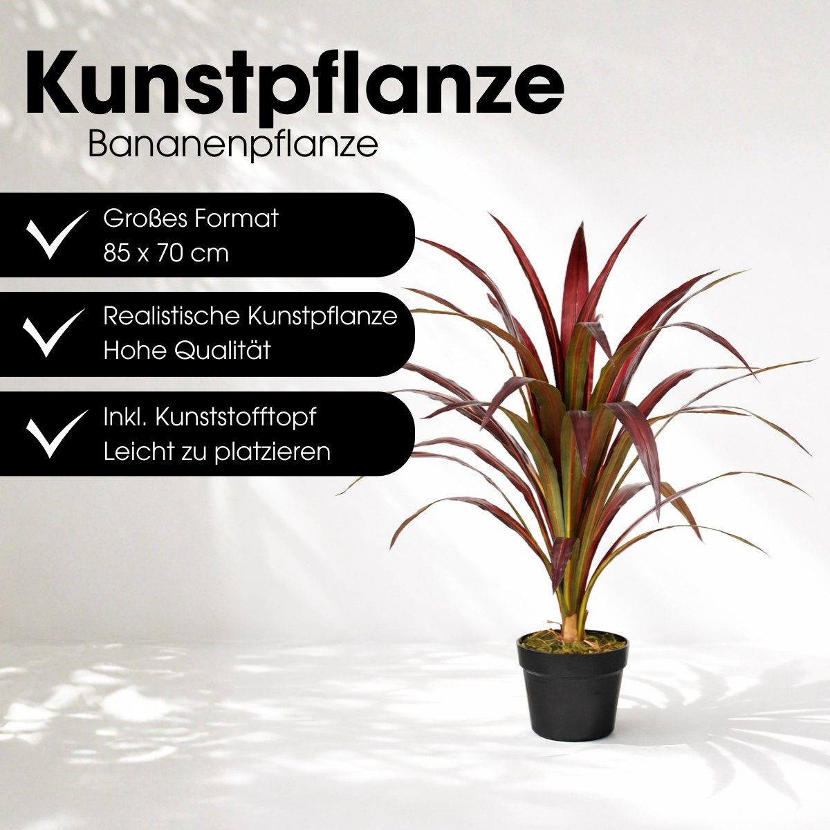 Kunstpflanze Mica Decorations Bananenbaum – H85 x Ø70 cm – Rot, Mica Decorations, Höhe 85 cm