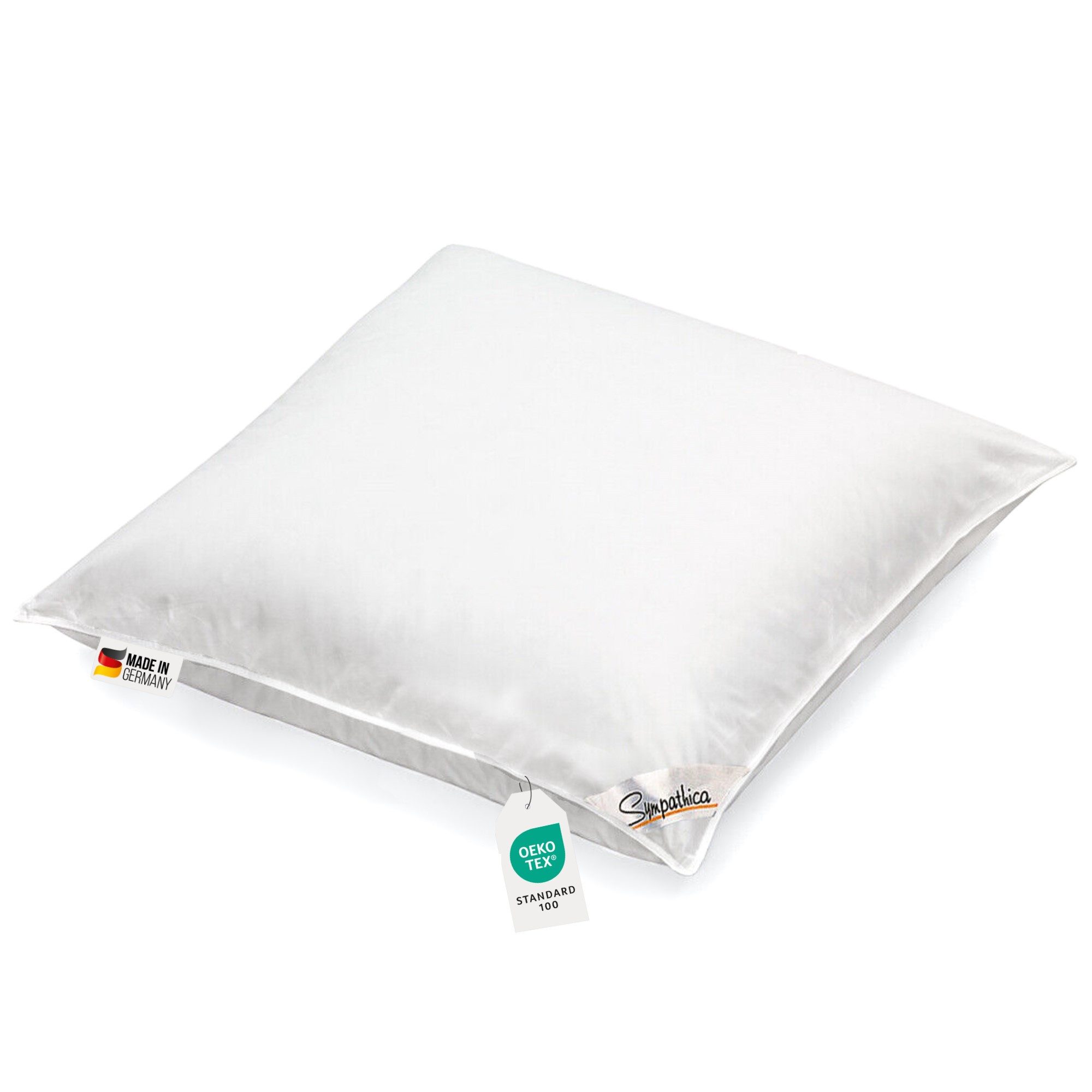 Sympathica Kunstfaserkopfkissen Kopfkissen Всеrgiker Kissen 60° Wäsche Baumwollbezug Klimafaser 80x80, Bezug: Baumwolle, Seitenschläfer, Rückenschläfer, Bauchschläfer, Hergestellt in Deutschland