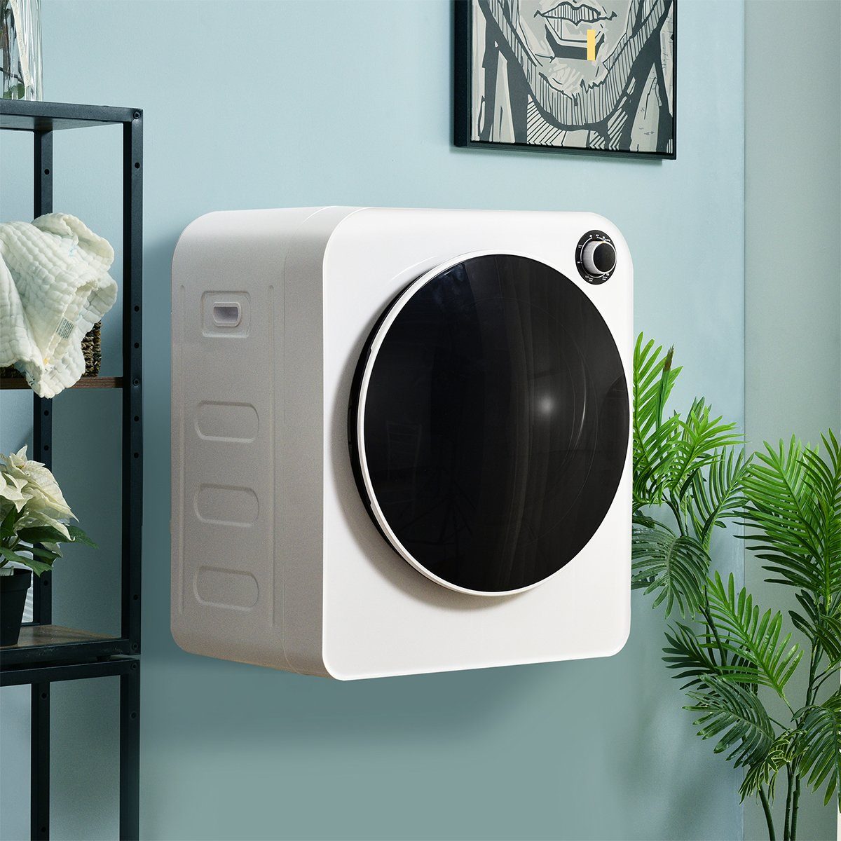 autolock Wandwäschetrockner Ablufttrockner Wäschetrockner Edelstahl Trockner 3 Kg 830W, Dreifachfilter 5 Programme Überhitzungsschutz Weiß