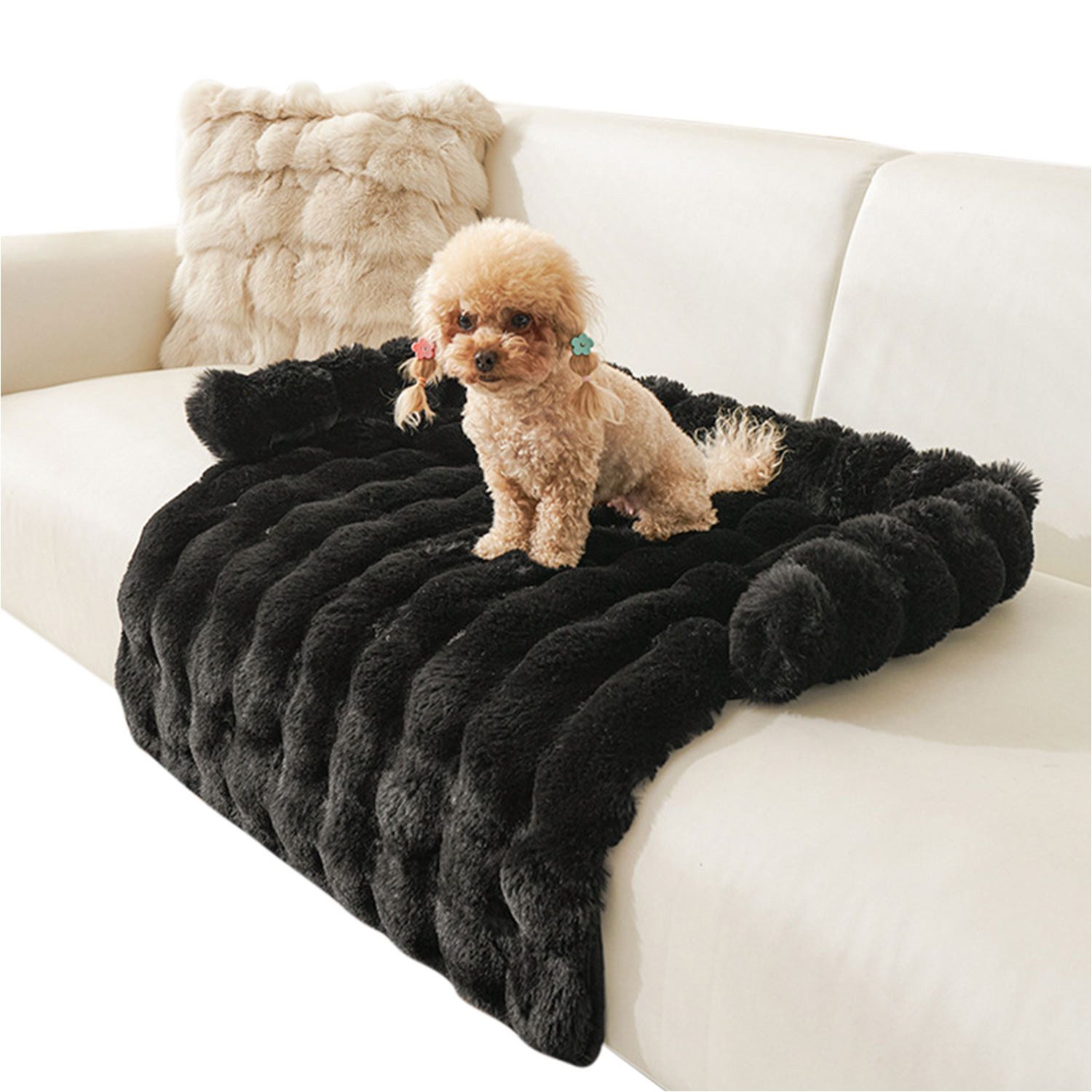 Refttenw Tierbett Haustiermatte mit Kissen,Rutschfestes Sofa-Nest,Warm halten,75 × 75 cm