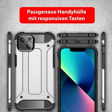 FITSU Handyhülle Outdoor Hülle für iPhone 13 Silber 6,1 Zoll, Robuste Handyhülle Outdoor Case stabile Schutzhülle mit Eckenschutz