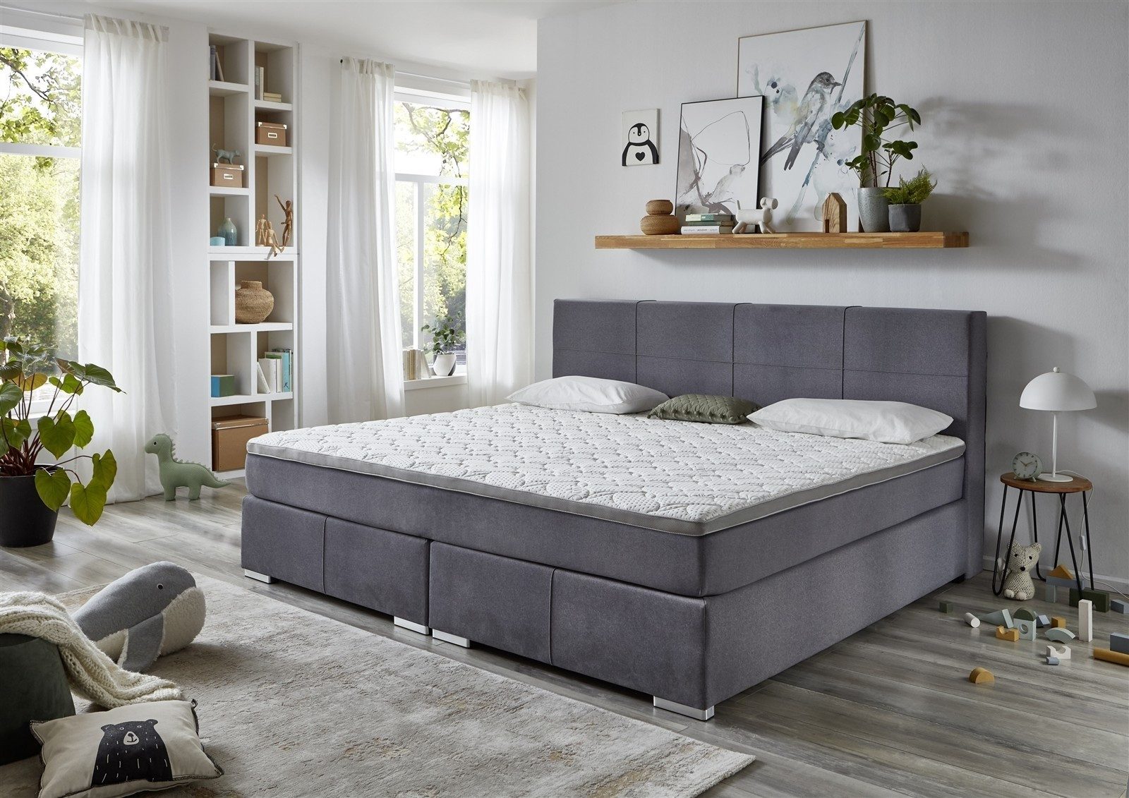 möbelando Boxspringbett Moonlite, inkl. Topper - H2/H3 wendbar - 240x200 cm
