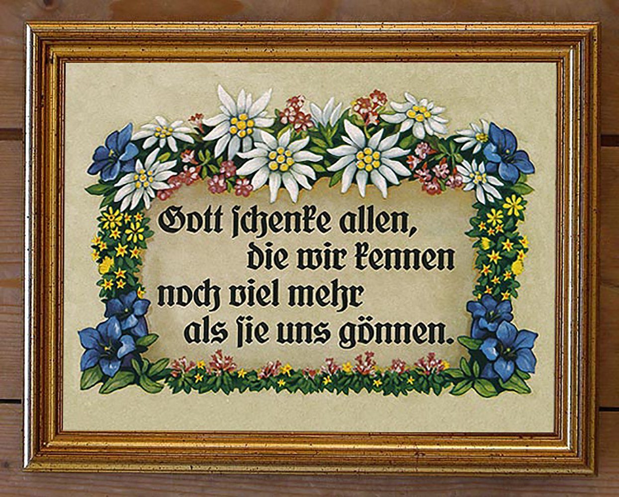 BillerAntik Haussegen "Gott schenke allen die wir kennen noch viel" 08 Gerahmt, (1 St)