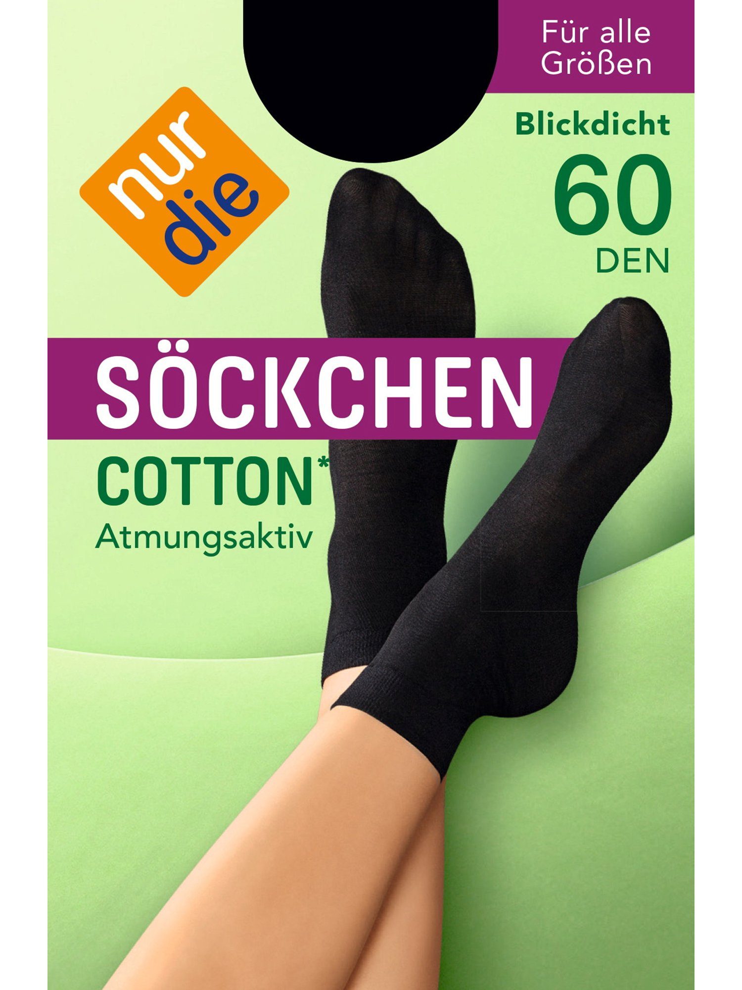 Nur Die schwarz DEN 60 Füßlinge Cotton (1-Paar)