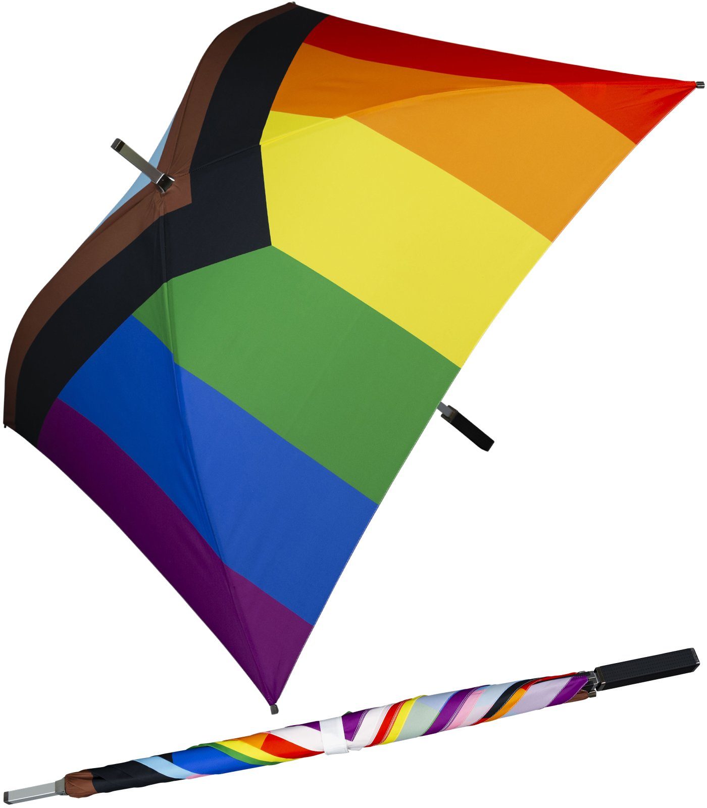 Impliva Langregenschirm All Square® voll quadratischer Regenschirm, der ganz besondere Regenschirm bunt | Stockschirme