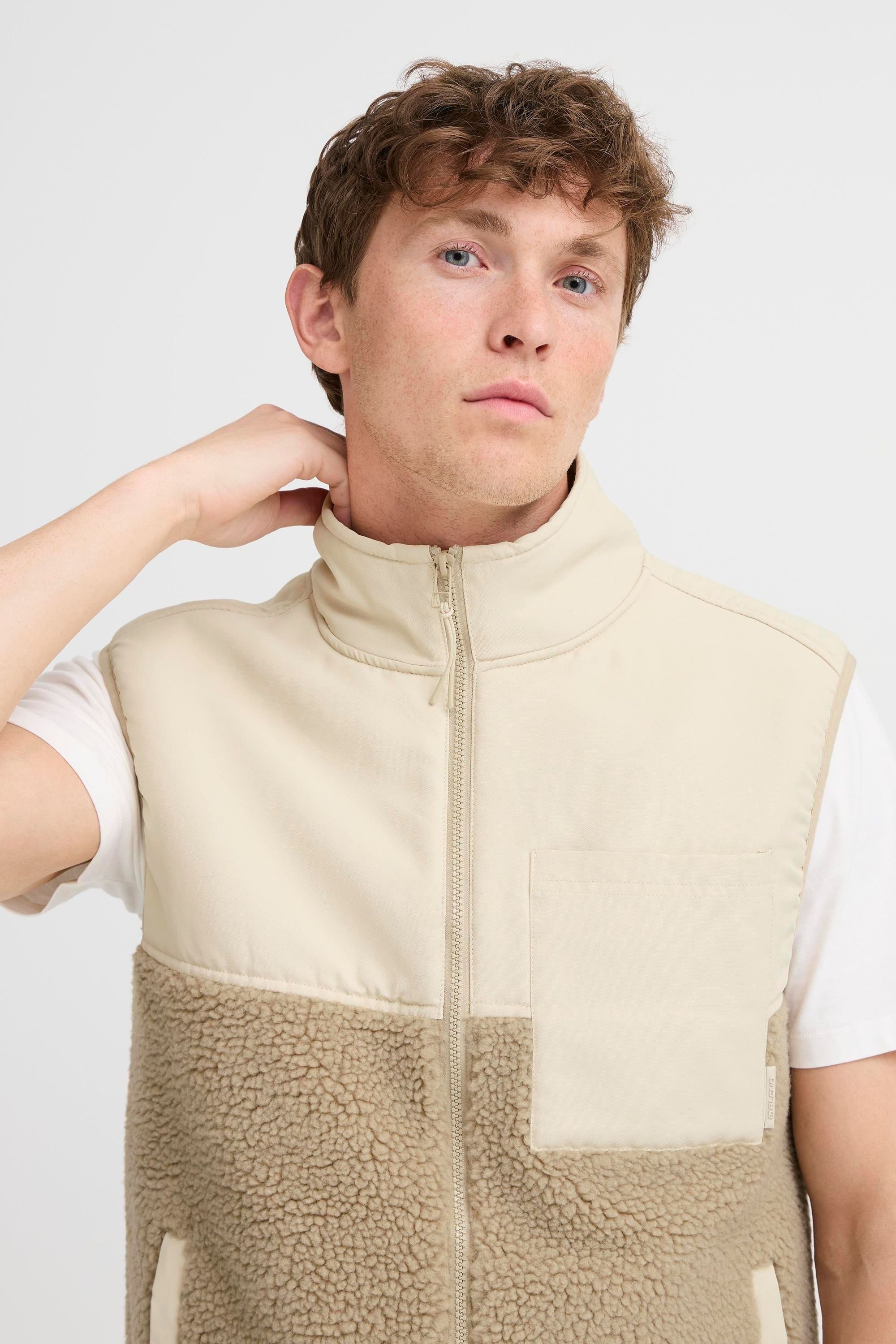 Blend Plüschweste BHErmin Sportliche Teddy-Weste in Colorblock-Optik