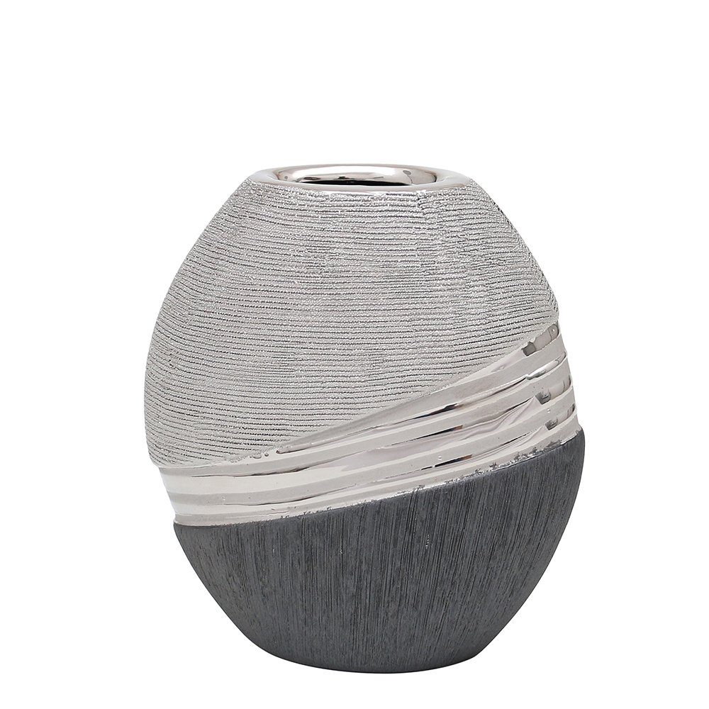 Dekohelden24 Dekovase Edle in St) moderne (1 Deko Keramik Designer Vase silber