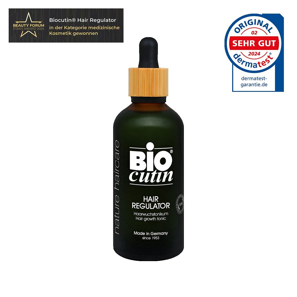 GW Nature Cosmetic Haarserum Biocutin® Hair Regulator – Anti-Haarausfall Serum 100 ml & 500 ml, Mit Koffein, Biotin & Aktivsauerstoff AOO