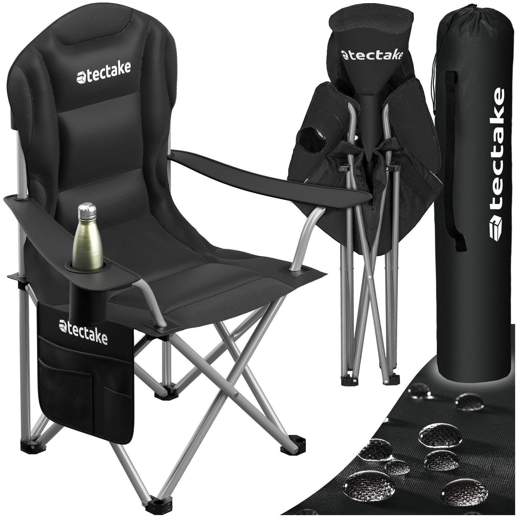 tectake Campingstuhl Angelstuhl Gepolstert MTX, mit Getränkehalter inkl. Tr günstig online kaufen