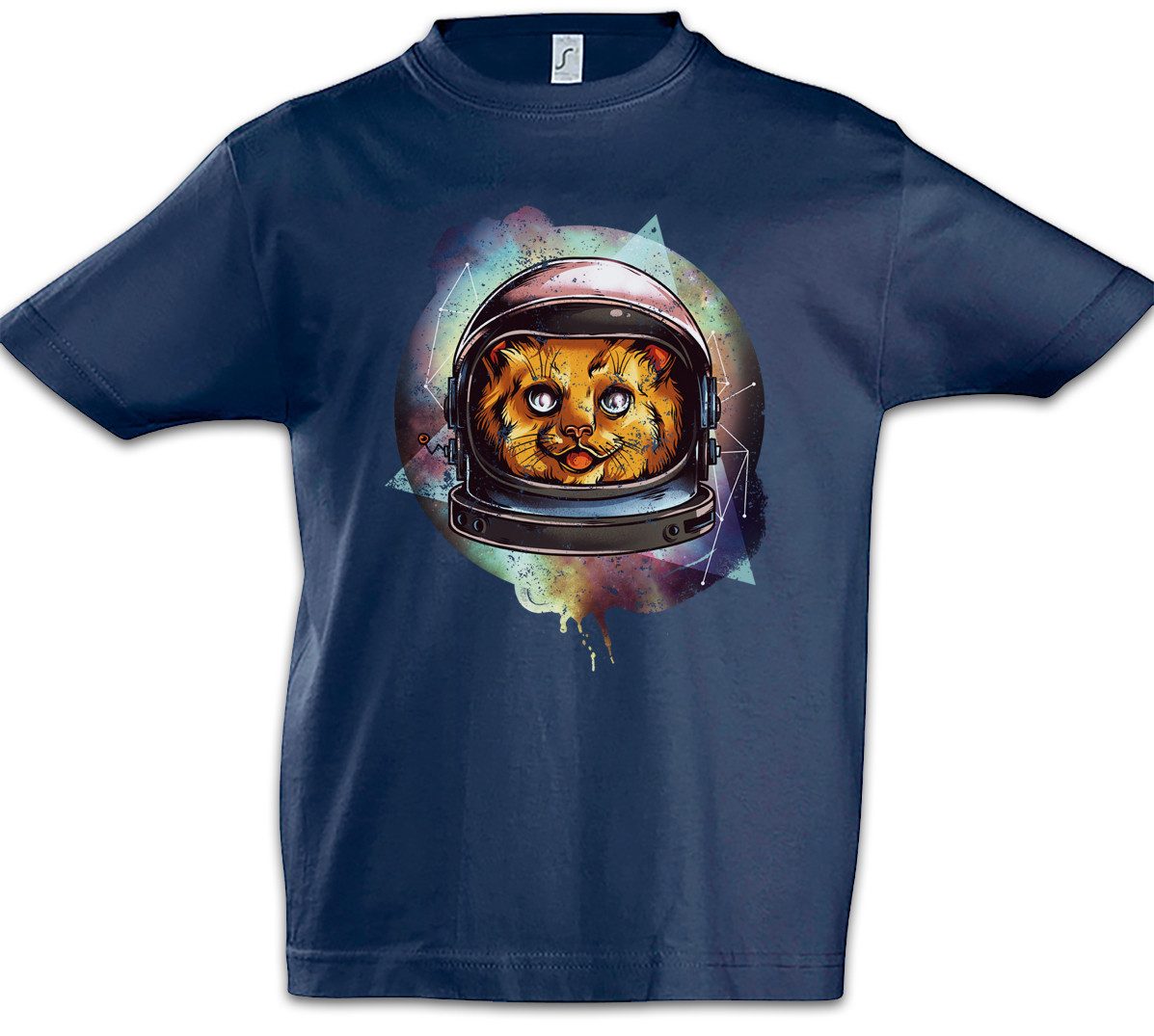 Print-Shirt Space Cat I Kinder T-Shirt Raumfahrt Astronaut Katze Kitty Kitten Love