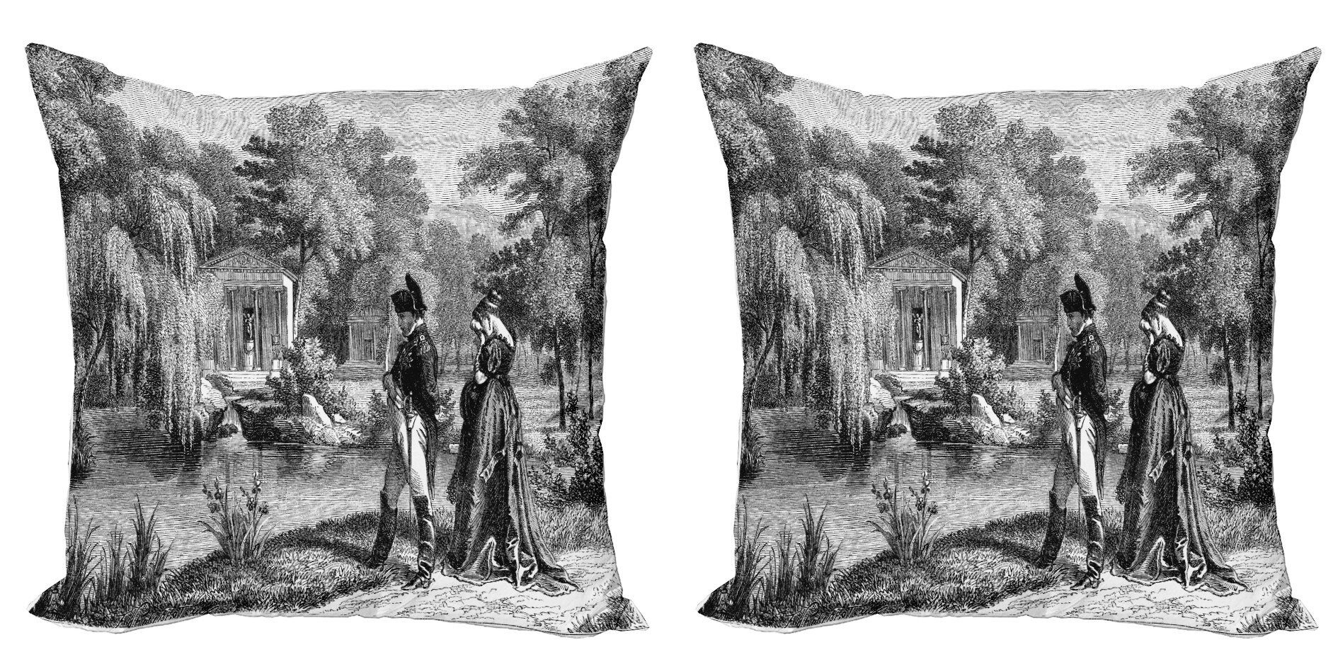 Jahrgang Abakuhaus Napoleon Digitaldruck, Garten Modern Stück), Frau Doppelseitiger (2 Accent Kissenbezüge