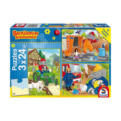 Schmidt Spiele Puzzle Kinderpuzzleset 3 x 24 Teile Benjamin Blümchen in, Puzzleteile