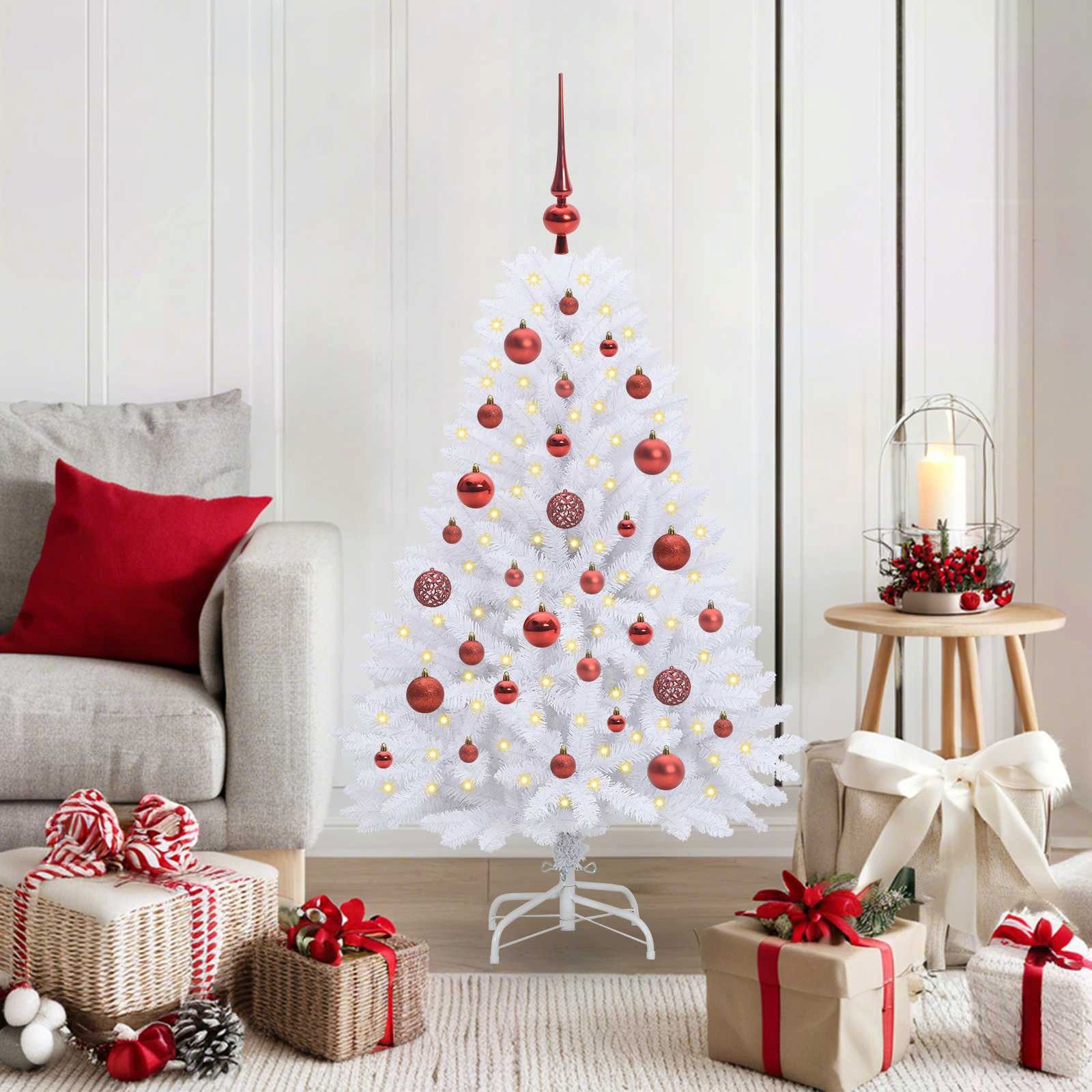 vidaXL Künstlicher Weihnachtsbaum Künstlicher klappbarer Weihnachtsbaum Weiß 120 cm PVC und Stahl