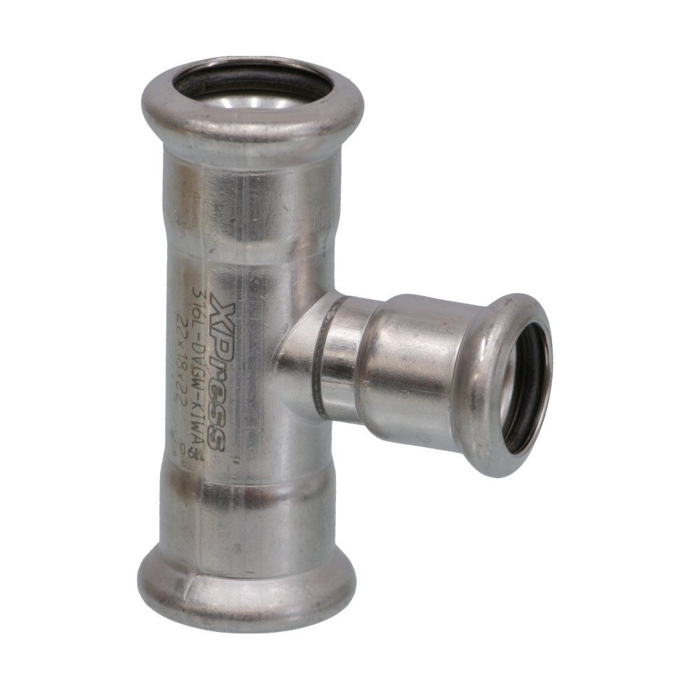 VSH Wasserrohr VSH XPress Edelstahl R2715, T-Stück reduziert, 28-22-28 mm