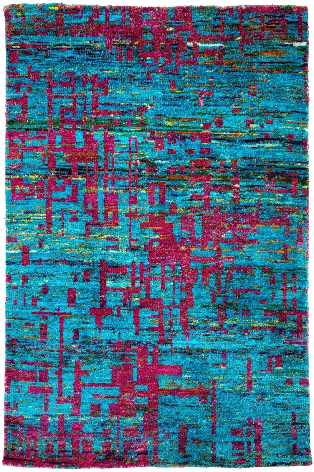 Rug Studios Teppich QUEEN, Rechteckig, Höhe: 6 mm, Handgeknüpft, 80 x 150 cm, Blau