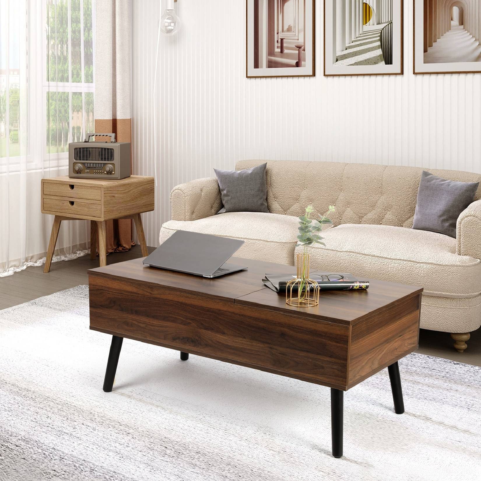 VOWNER Couchtisch Höhenverstellbarer, Wohnzimmertisch, Beistelltisch, Versenkbar, 100x50x42cm
