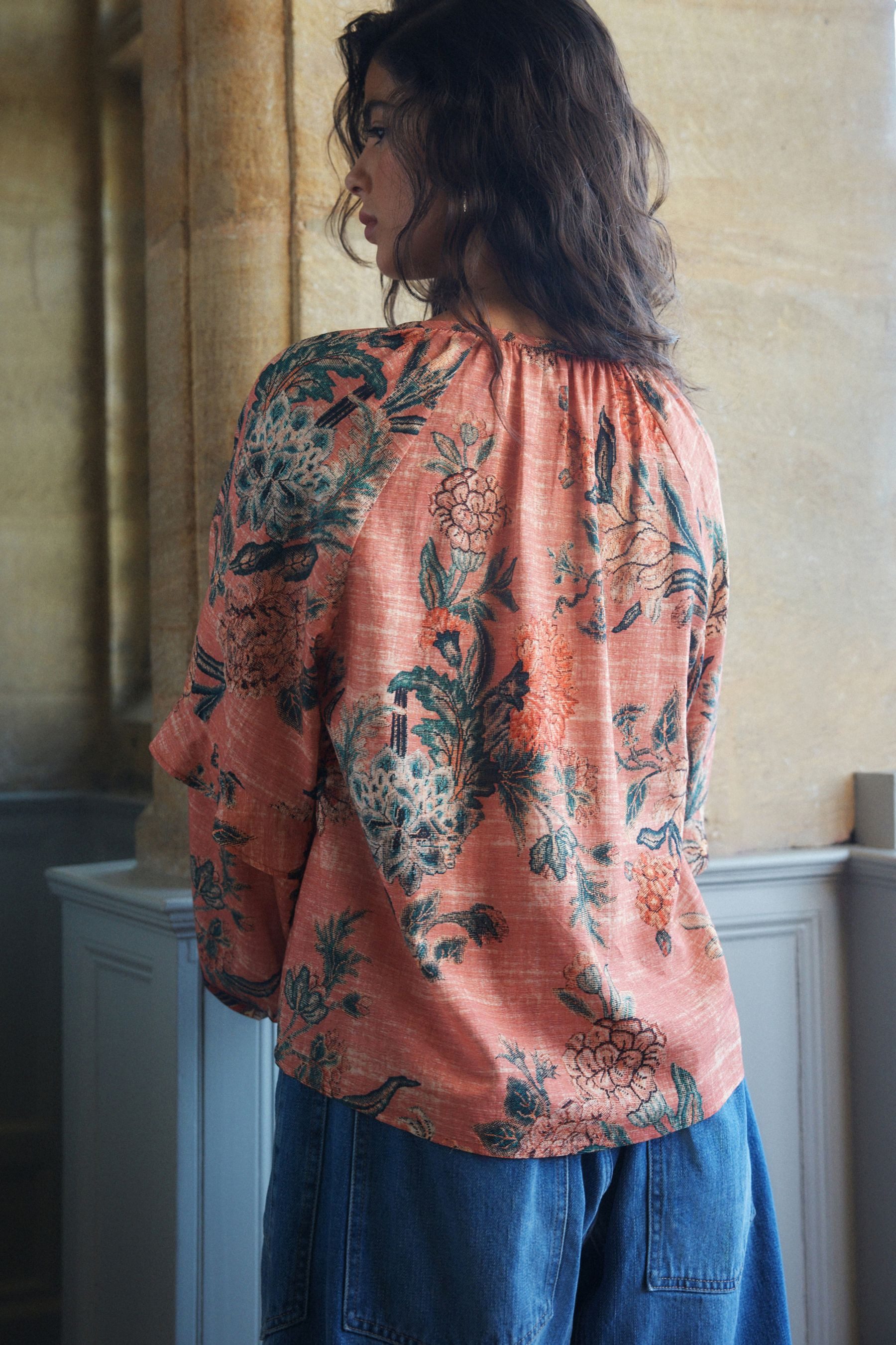 Next Langarmbluse Bluse mit Knopfleiste und Volumenärmeln (1-tlg) günstig online kaufen