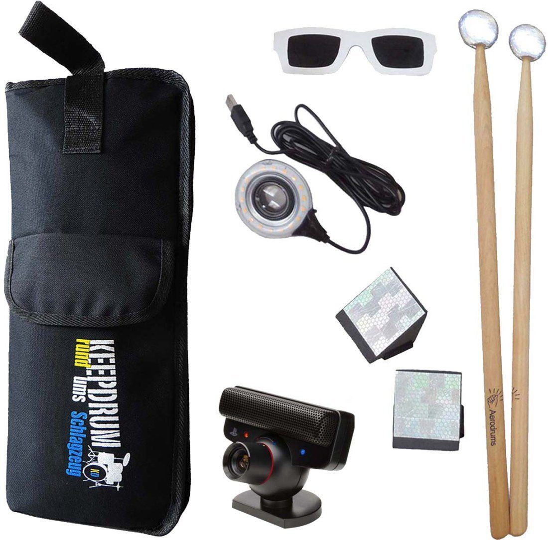 Aerodrums E-Drum Air-Drumming inklusive PS3 Kamera mit keepdrum Stickbag SB-01, Vorteils-Set