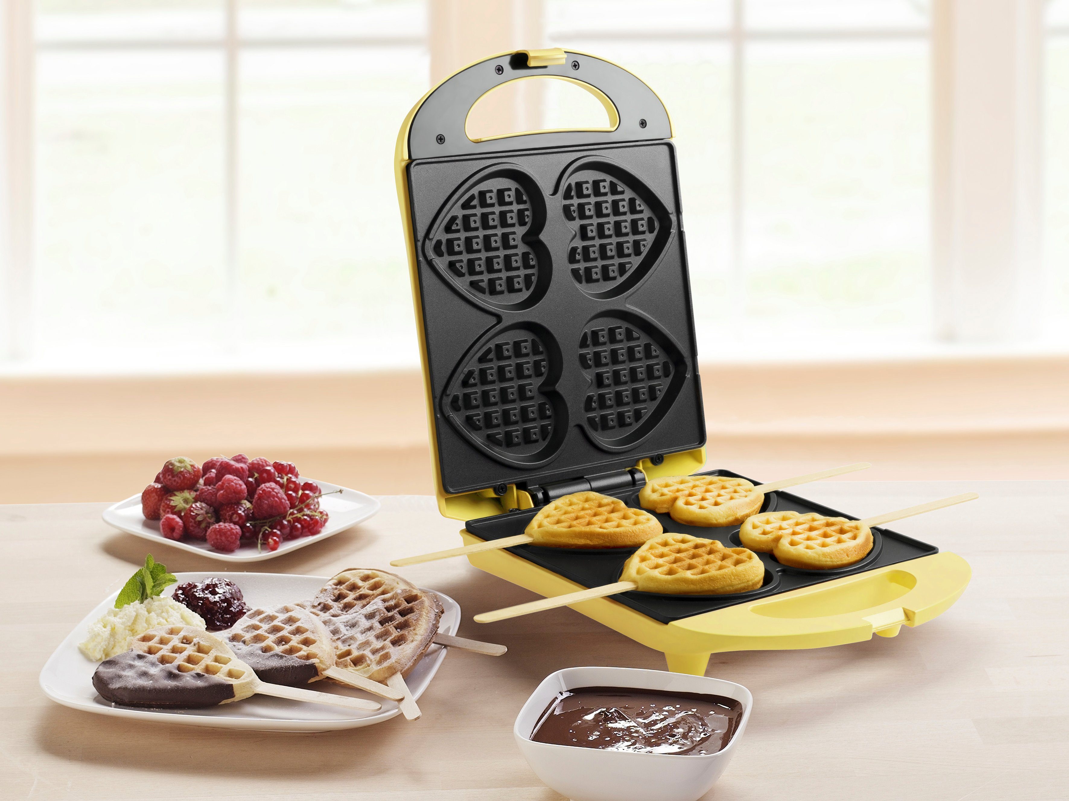 am Waffeleisen Herzwaffeln Design Stiel, Retro Dreams, bestron für DSW271GELB Sweet W, 780