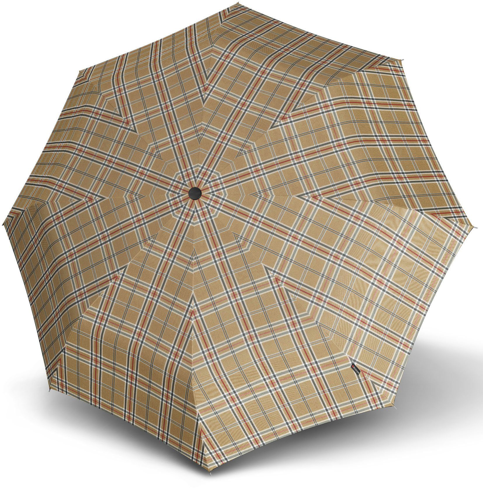 Check Taschenregenschirm Beige T.200 Knirps® Duomatic, Medium