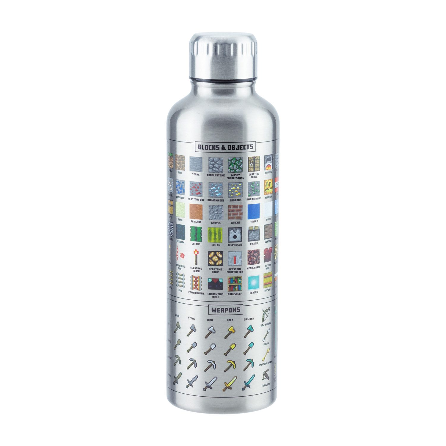 Paladone Trinkflasche Minecraft Items Trinkflasche aus Metall