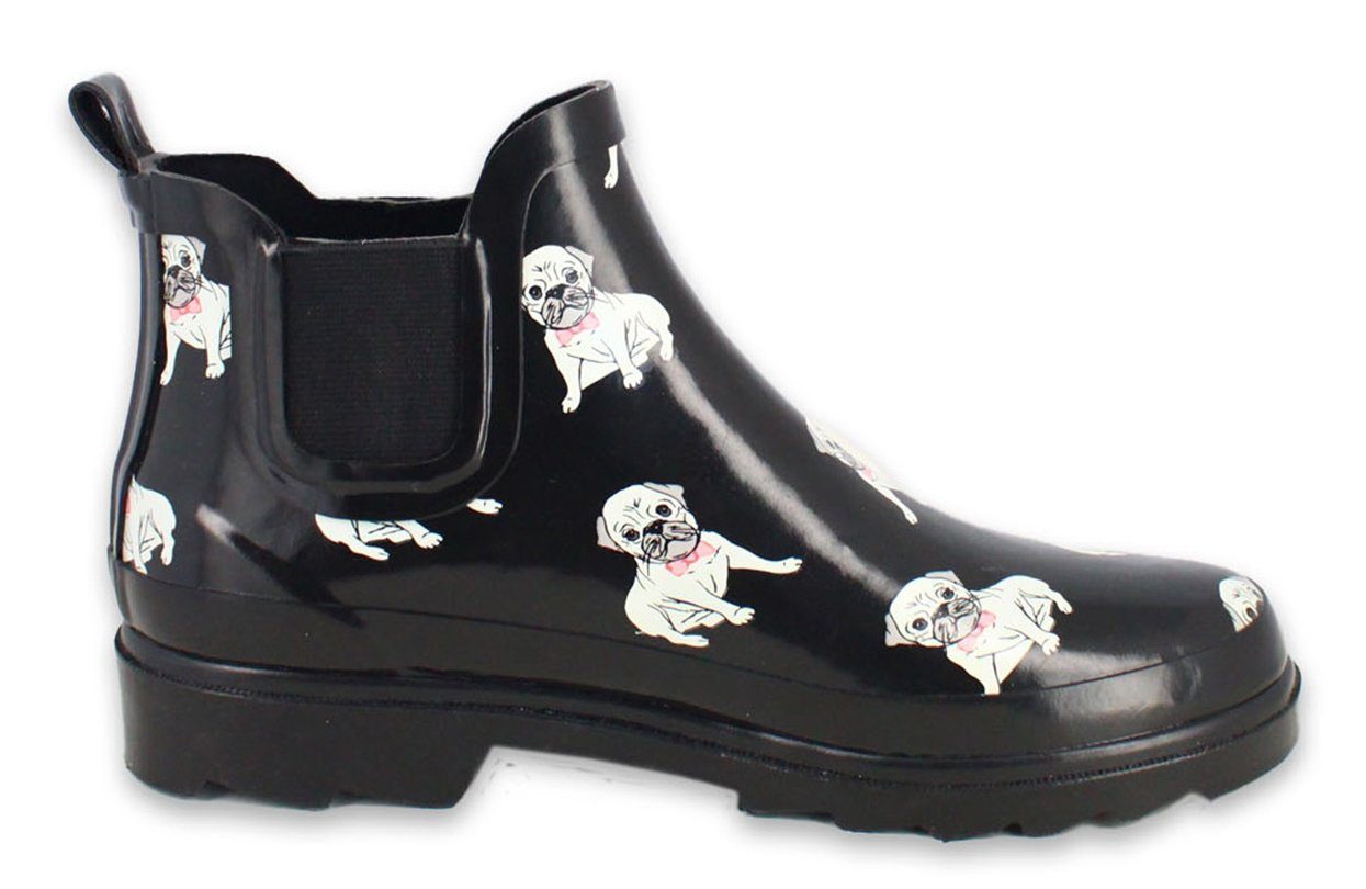 Beck Damen Chelsea Gummistiefel Möpse Gummistiefel wasserdicht und bequem