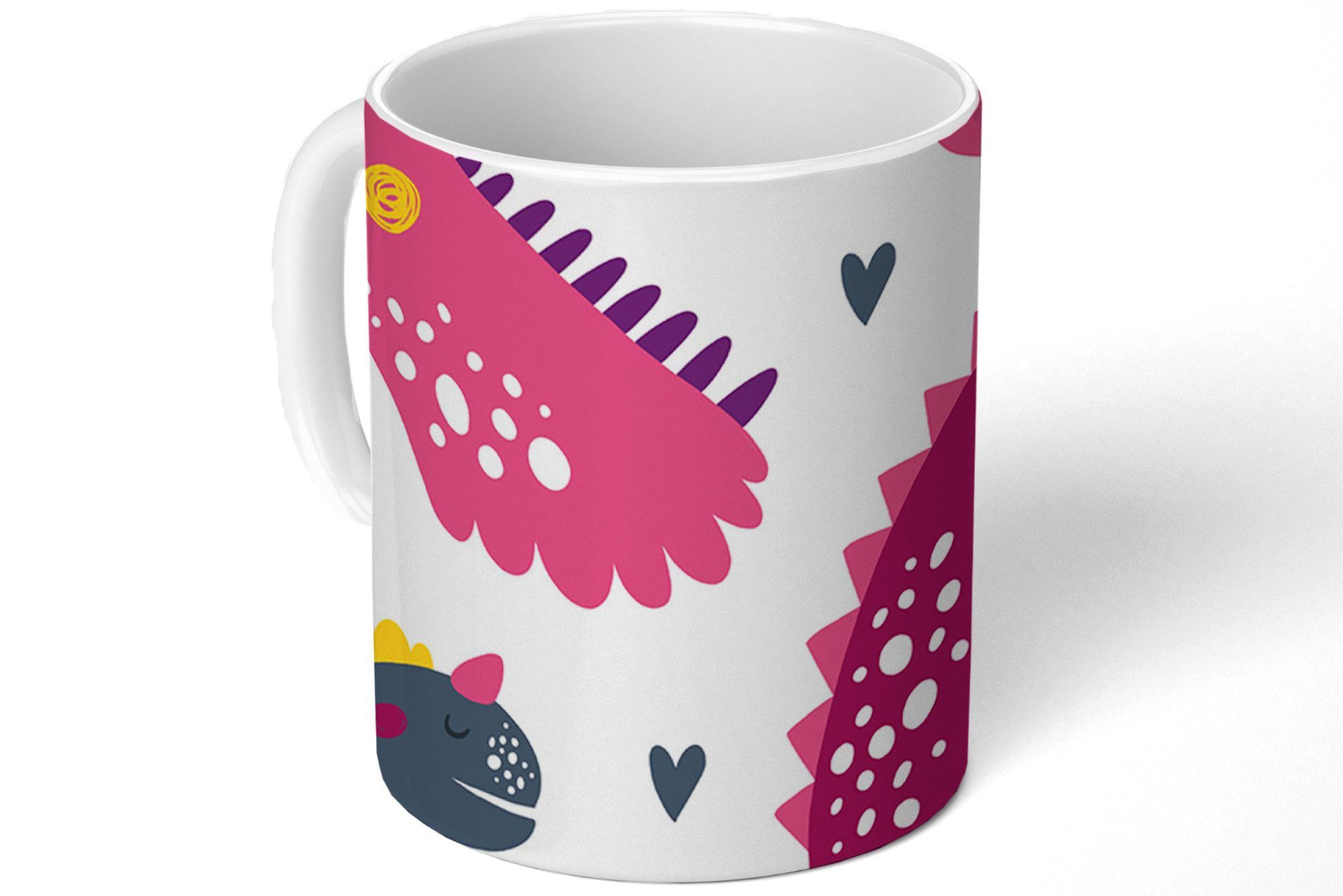 Teetasse, - Dino - Kaffeetassen, Keramik, Mädchen, Kind - Muster Rosa Becher, Geschenk Tasse MuchoWow Teetasse, -