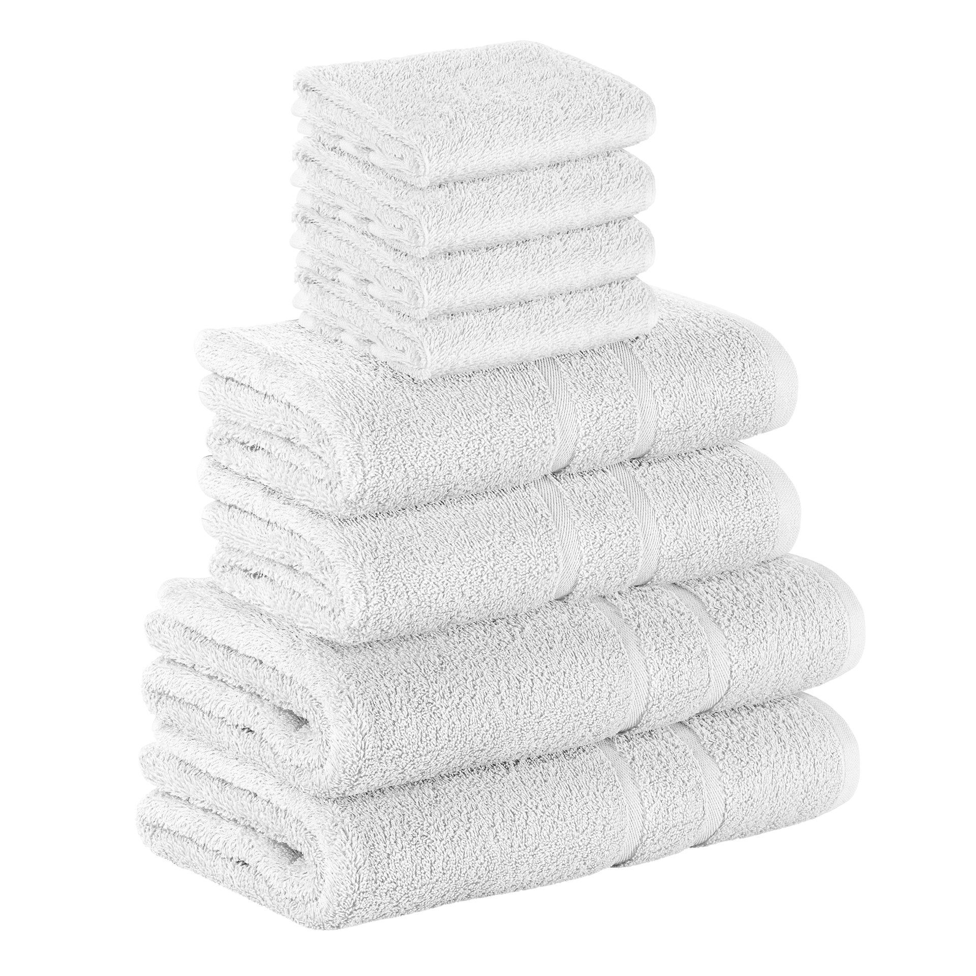 StickandShine Handtuch Set 4x Gästehandtuch 2x Handtücher 2x Duschtücher als SET in verschiedenen Farben (8 Teilig) 100% Baumwolle 500 GSM Frottee 8er Handtuch Pack, (Spar-set), 100% Baumwolle 500 GSM Weiß