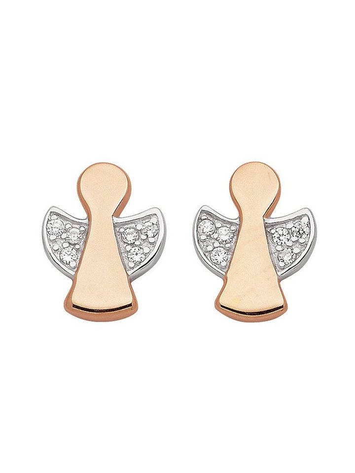 Adelia´s Paar Ohrhänger 925 Silber Ohrringe Ohrstecker, mit Zirkonia  Silberschmuck für Damen, Maße - Breite 7,3 mm - Höhe 9,3 mm