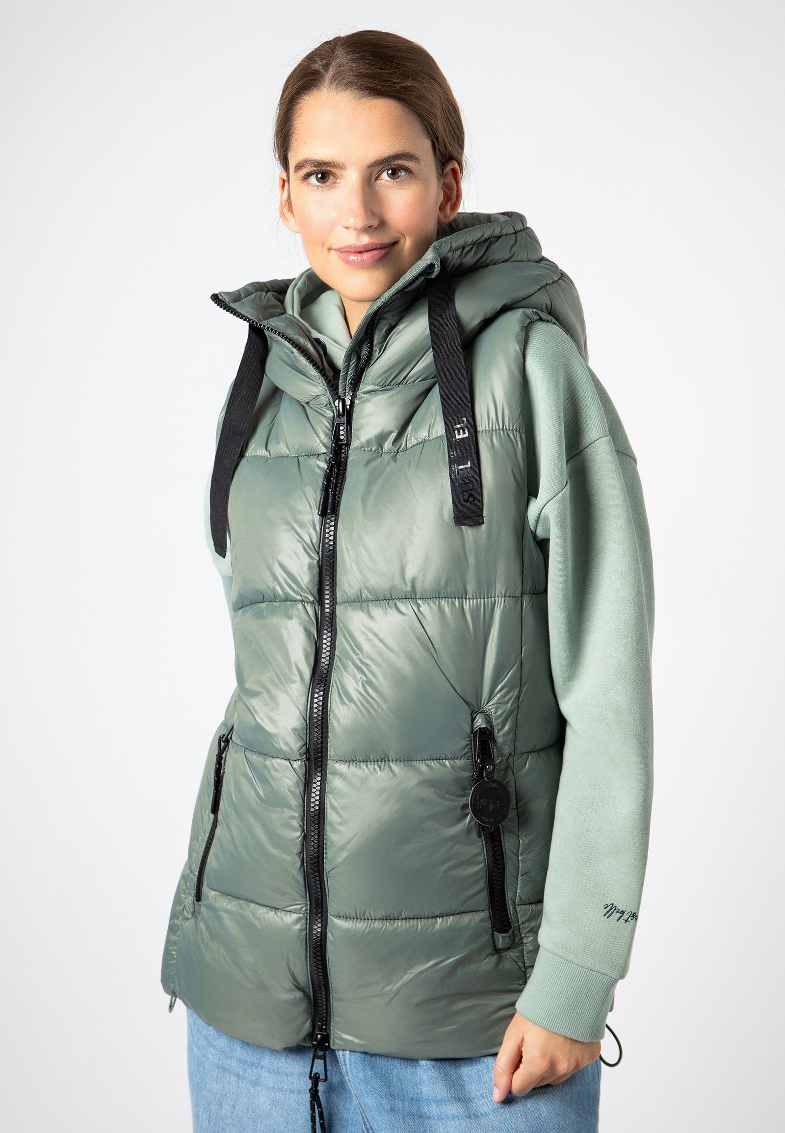 Puffer Steppweste Kurze Steppweste middle-green SUBLEVEL