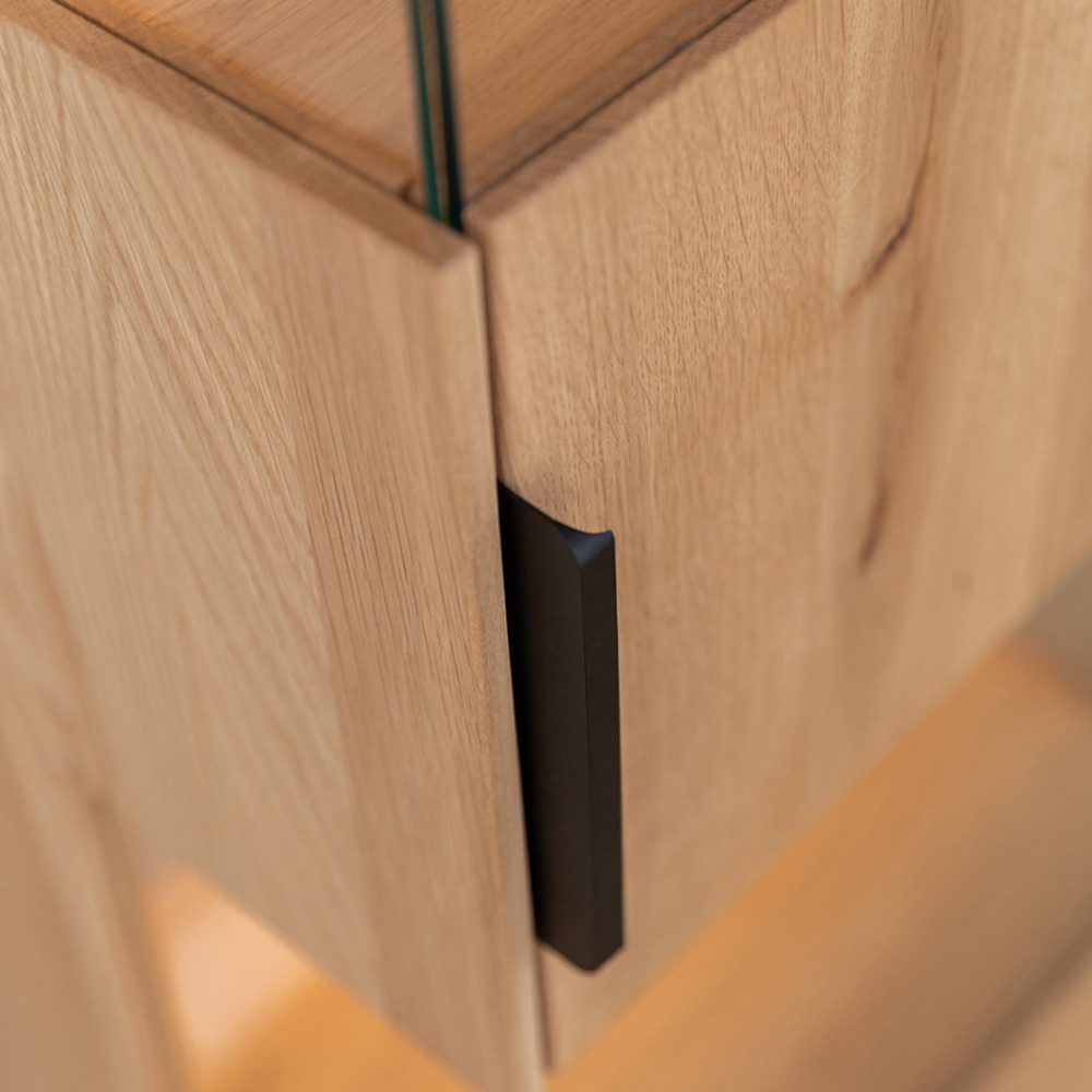 Lomadox Wohnwand TIVAT-163, (3-St., Vitrine Lowboard Highboard), Eiche mass günstig online kaufen