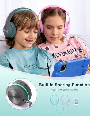 Nabevi mit Kabel, 85/94dB Lautstärkegrenze, HD-Ton Kinder-Kopfhörer (Erleben Sie grüne Energie für eine nachhaltige Zukunft., Sharing-Funktion, Over-Ear Verstellbare Faltbare mit Mikrofon)