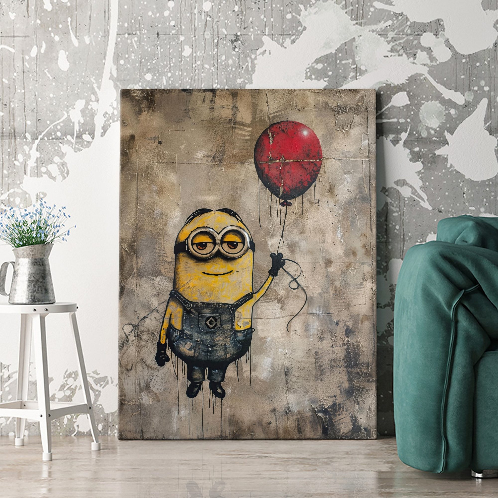 Artmazing Leinwandbild Banksy Minion, Banksy Minion, gesp. auf FSC Echtholz-Keilrahmen, in versch. Größen