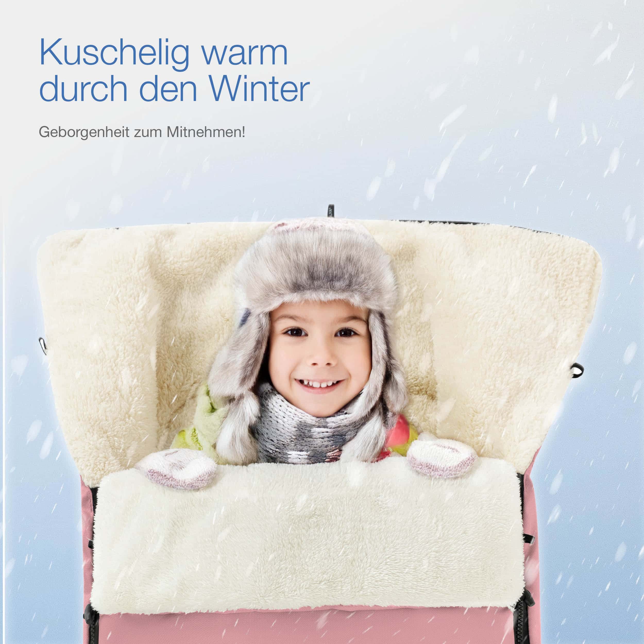 Daliya® Fußsack Schlafsack und Fußsack für Buggy und Sportsitz, Winterfußsack, Universell für alle Kinderwagen, Kuschelig, Tasche zum Verstauen