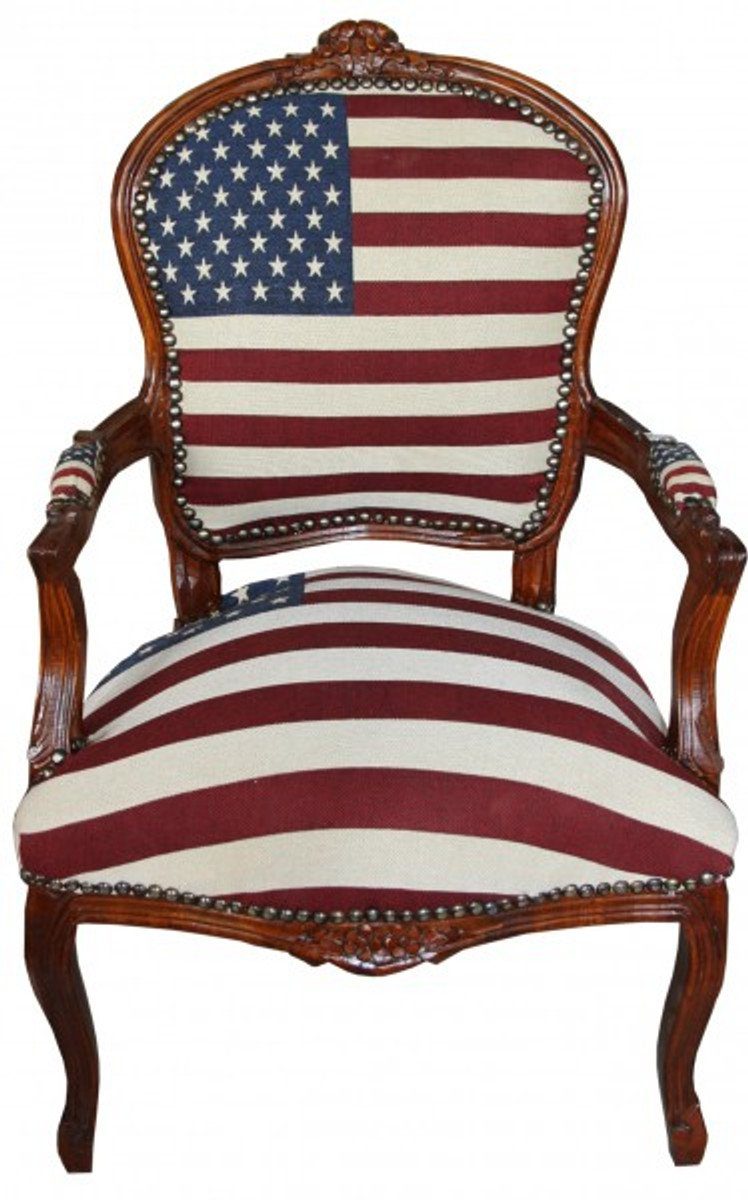 Padrino Braun / USA Barock Mahagoni Mod1 Stuhl Salon Casa Stil USA - Design Besucherstuhl