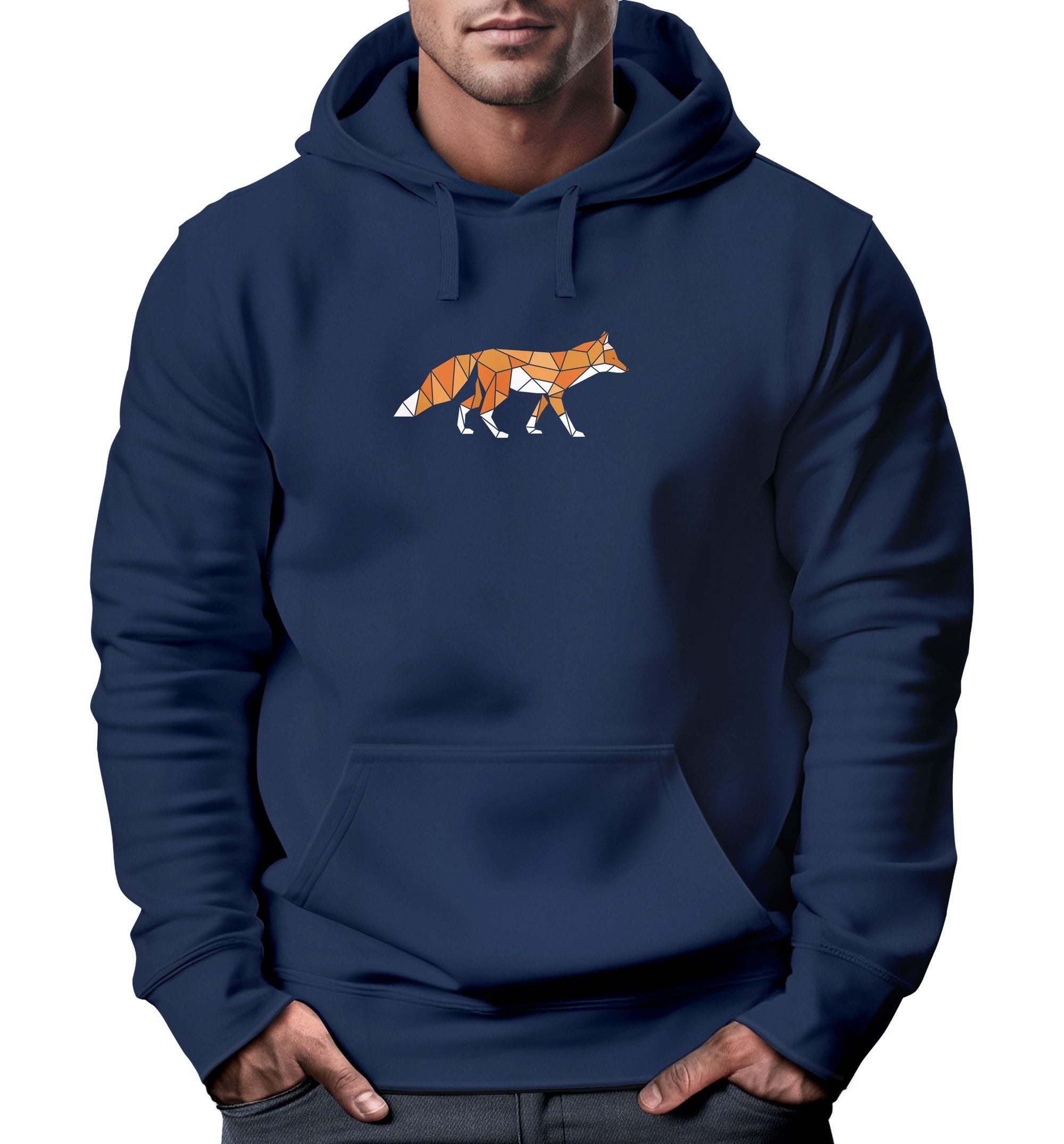 Neverless Hoodie Hoodie Herren Print Aufdruck Fuchs Polygon Kunstdruck Geom günstig online kaufen
