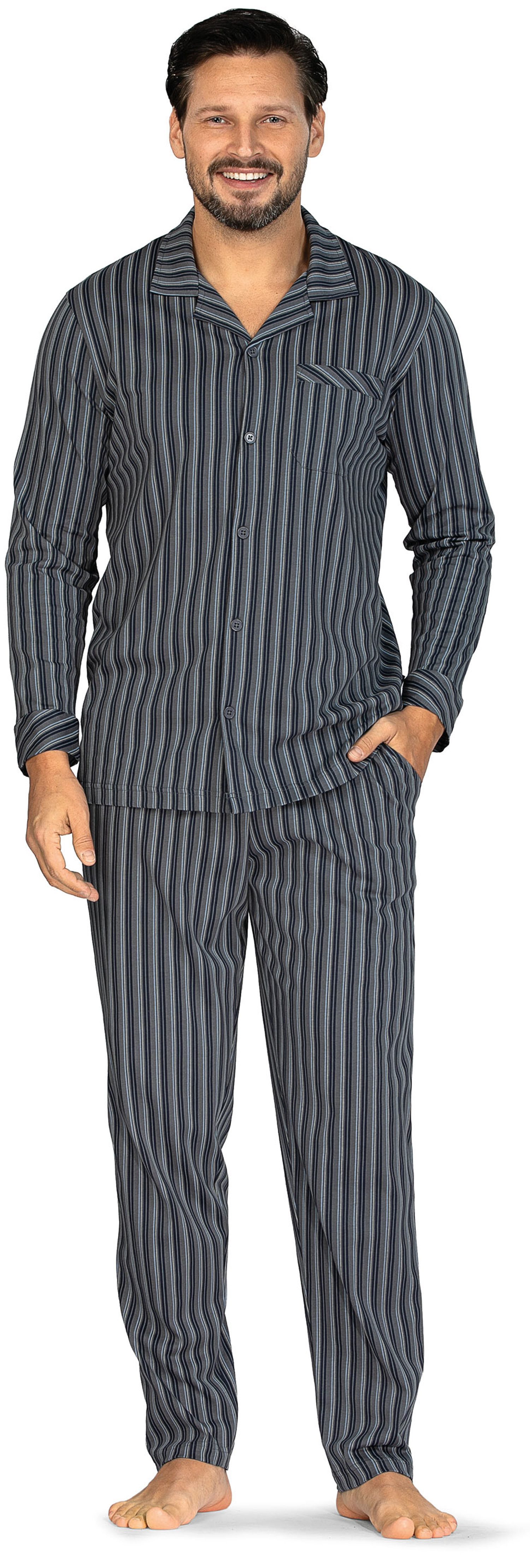Comte Schlafanzug Herren Pyjama geknöpft (2 tlg) Baumwolle
