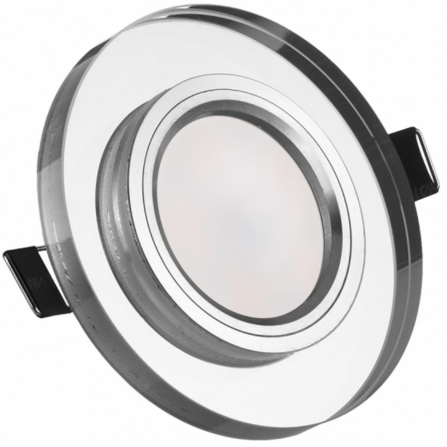 LEDANDO LED Einbaustrahler LED Einbaustrahler Set extra flach in Glas / Kristall mit 5W Leuchtmit