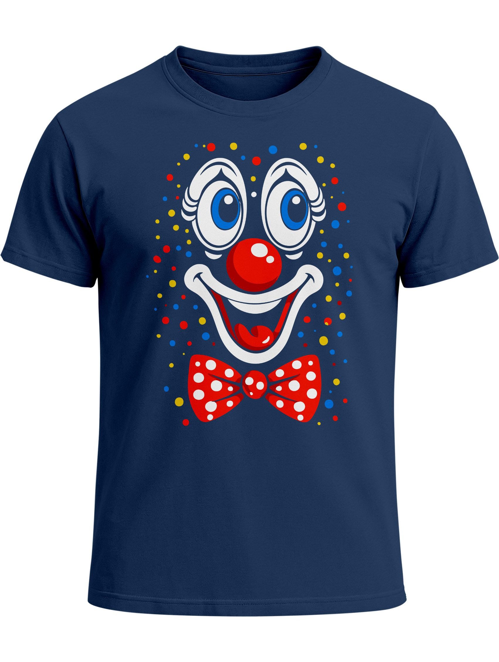 Print-Shirt Herren T-Shirt Fasching Karneval - Clowngesicht -Kostüm-Ersatz