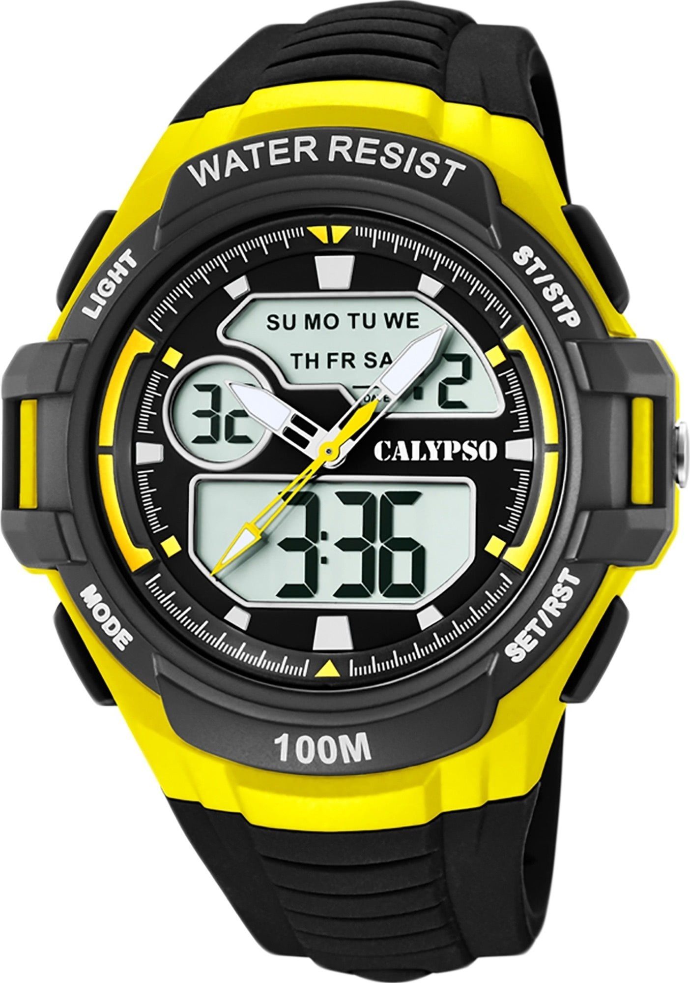 CALYPSO WATCHES Digitaluhr Calypso Herren Uhr K5770/1, Herren Armbanduhr  rund, Kunststoff, PUarmband schwarz, Sport