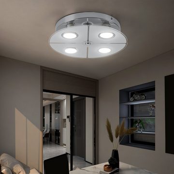 etc-shop LED Deckenleuchte, Leuchtmittel inklusive, Warmweiß, Deckenleuchte Chrom LED Deckenlampe Wohnzimmer, Glas satiniert