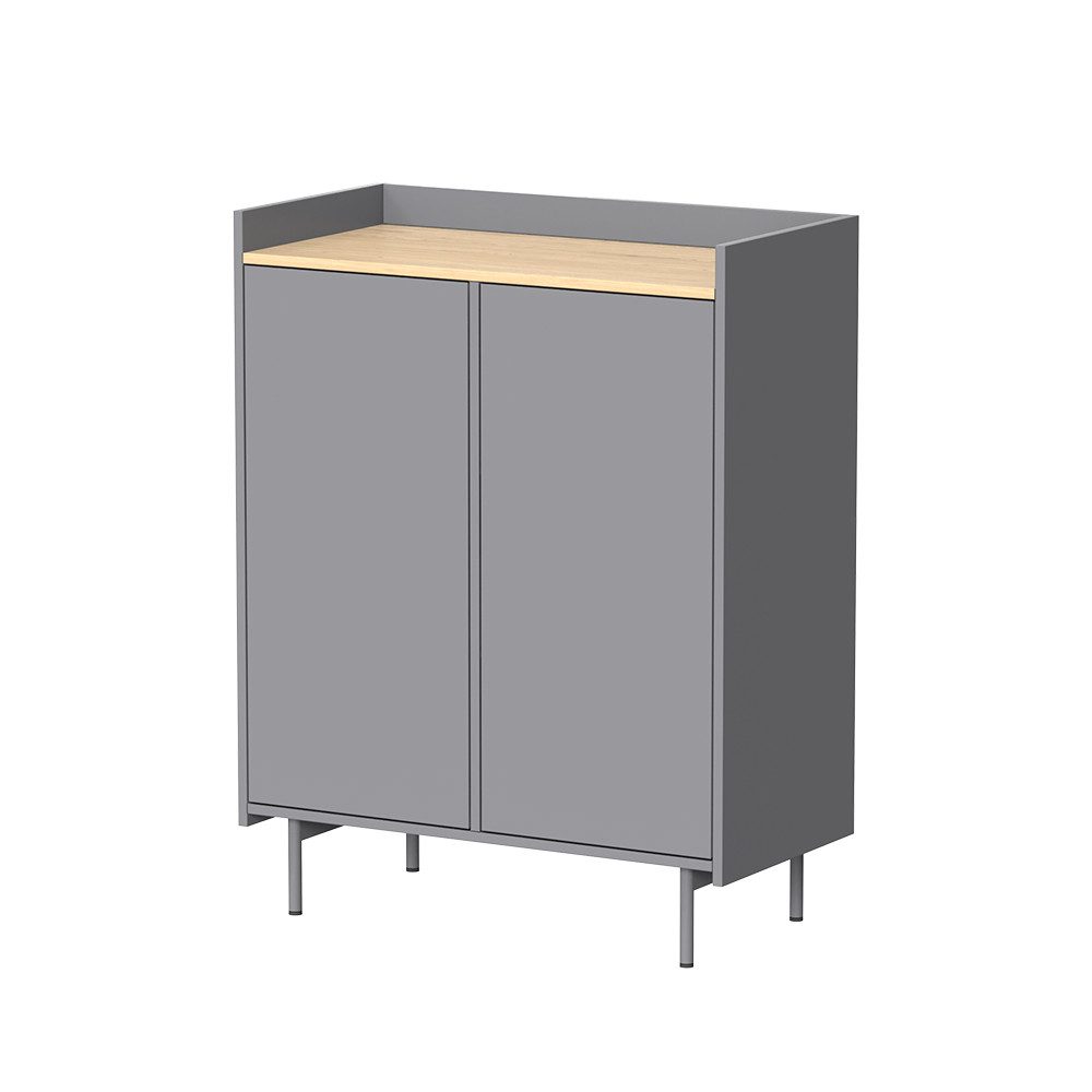 Vicco Kommode Velina, Grau/Eiche, 80 x 103 cm mit 6 Fächern (1 St)