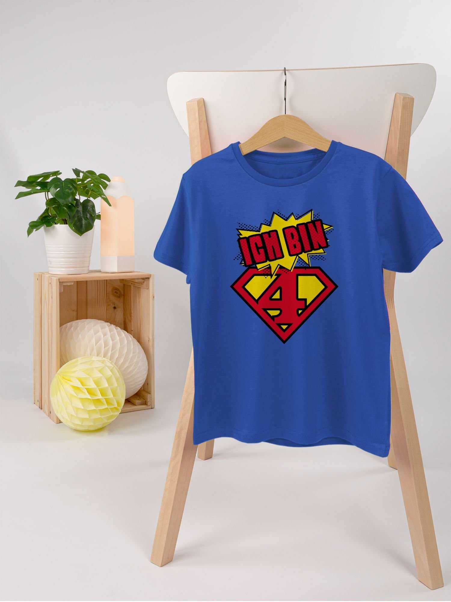 Shirtracer T-Shirt Royalblau vier Superheld bin Ich 1 Geburtstag 4
