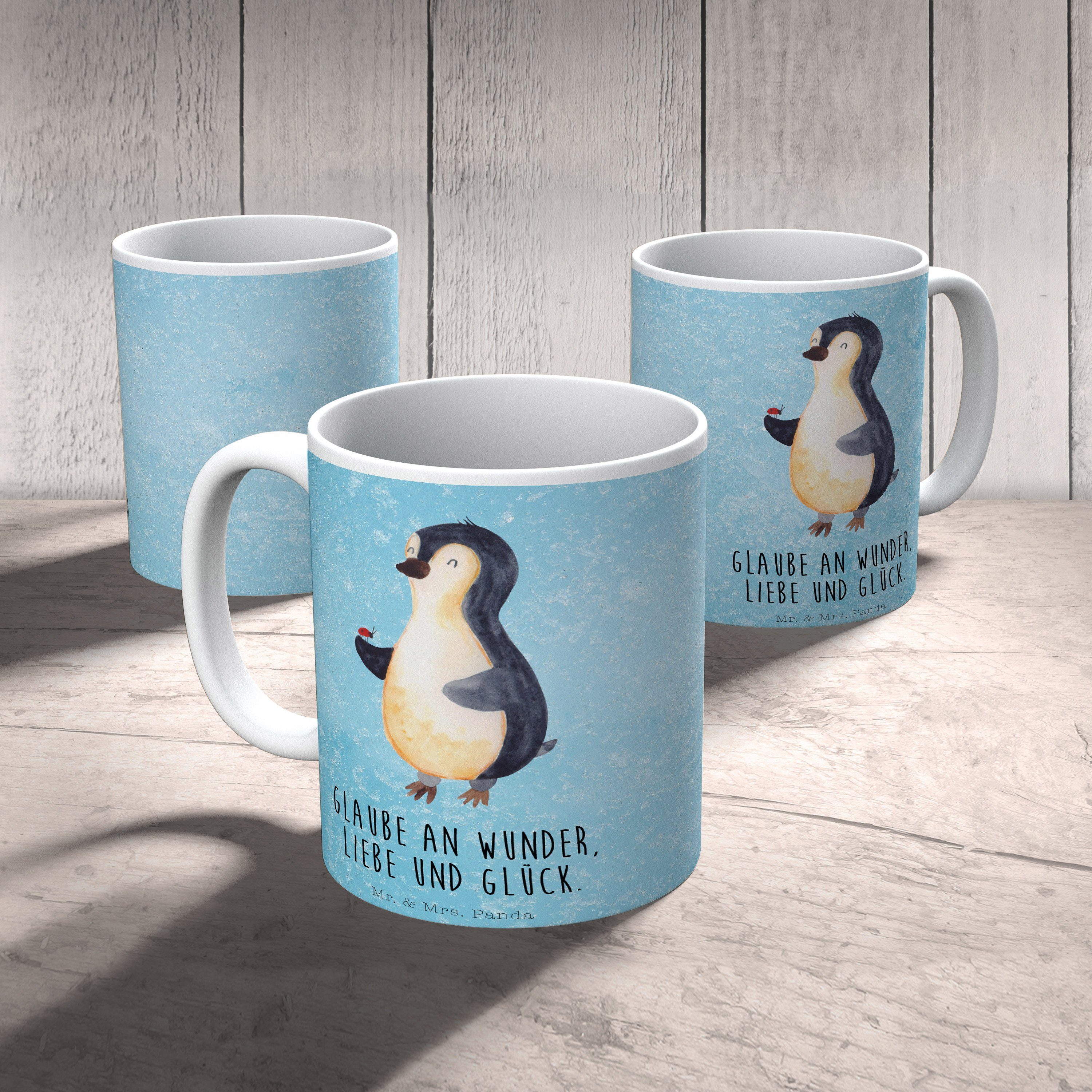 Mr. & Mrs. Panda Tasse Marienkäfer Eisblau Keramik Wunder, Pinguin kleine - - Kaffeetasse, Geschenk