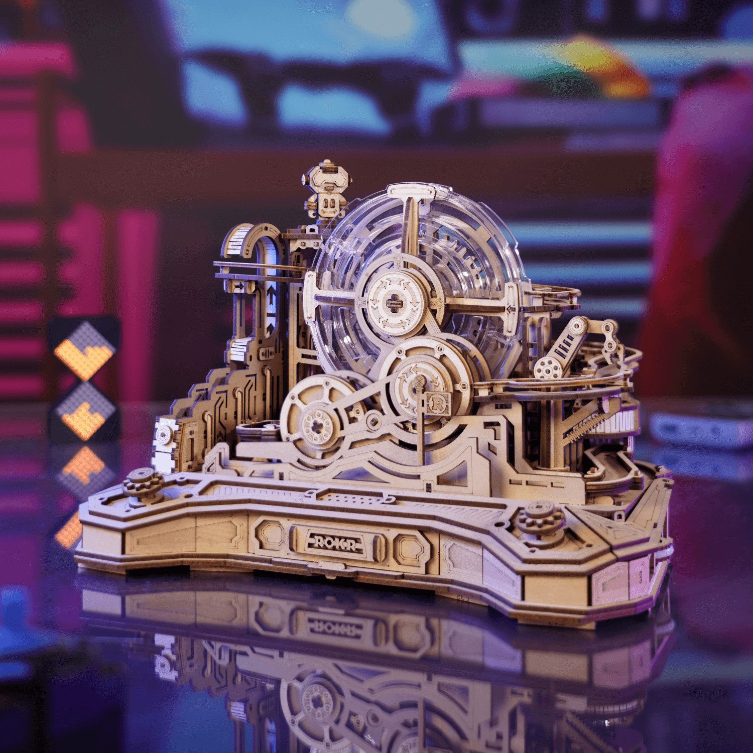 Robotime Modellbausatz Robotime Gear Ball Challenge Mechanisches Holzpuzzle, (653-tlg)