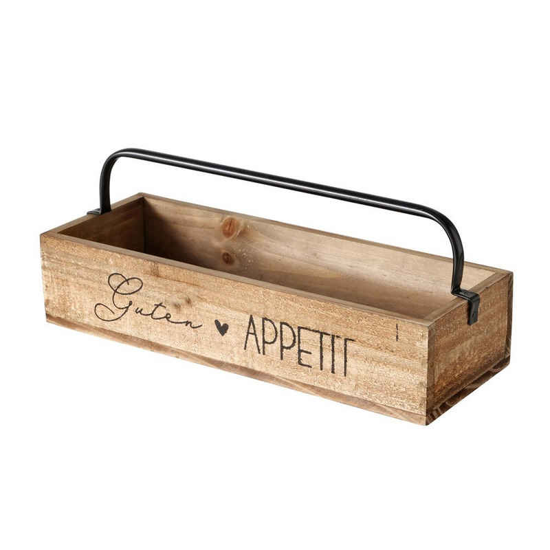 BOLTZE Dekotablett Tablett APPETIT braun schwarz aus Holz und Metall Holzbox Küche Holzki