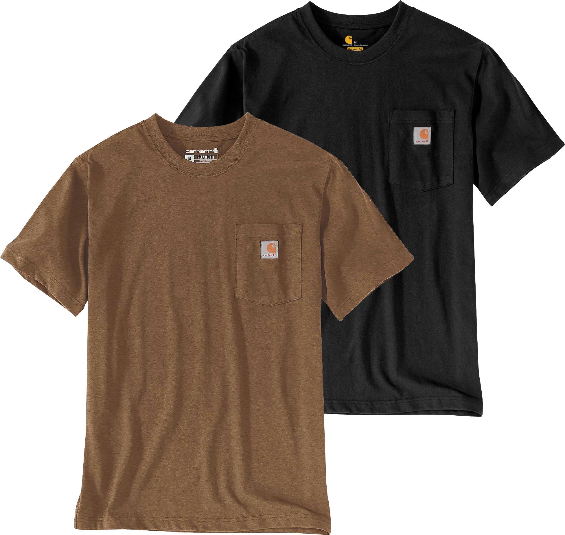 Carhartt T-Shirt (2-tlg., 2er Set) schwarz und hellbraun