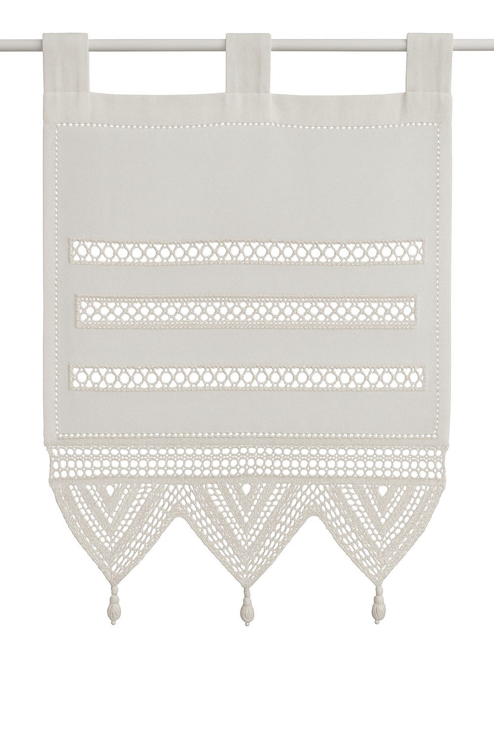 HOSSNER - ART OF HOME DECO Scheibengardine 30x45 cm (1 St), Schlaufen, blickdicht, Baumwolle, Vintage, Romantische Stickerei