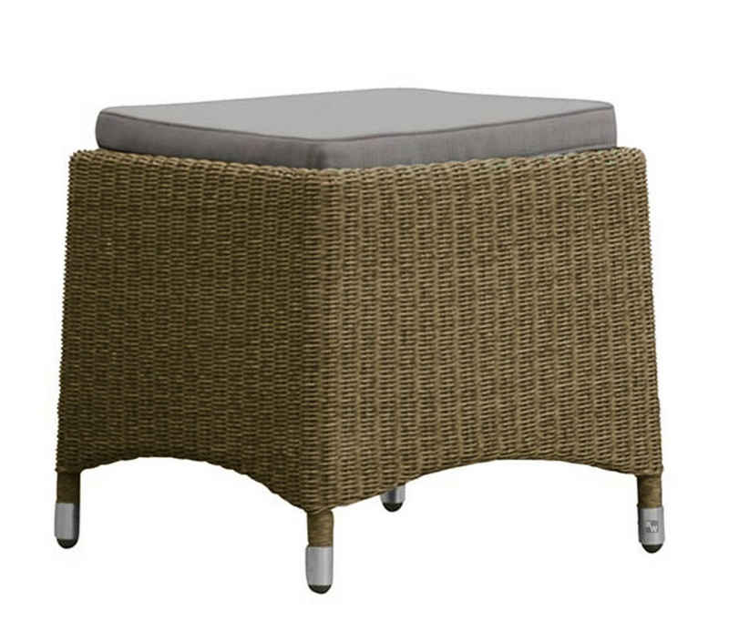 Kai Wiechmann Fußhocker Polyrattan Geflechthocker, wetterfester Fußhocker Rattanoptik, moderner Polyrattan Gartenhocker in Taupe